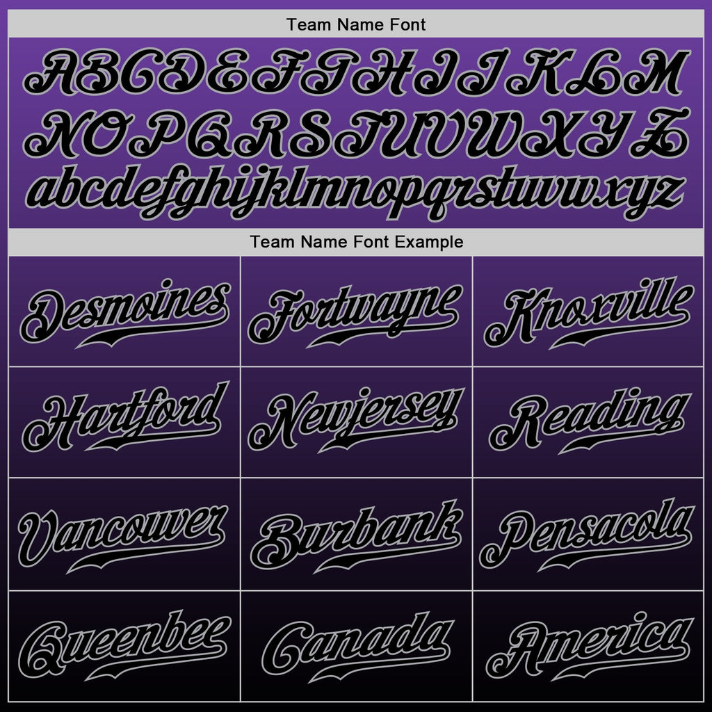 Custom Purple Black-Gray Authentic Fade Fashion Baseball Jersey