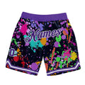 Custom Graffiti Pattern Purple-White 3D Splashes Authentic Basketball Shorts