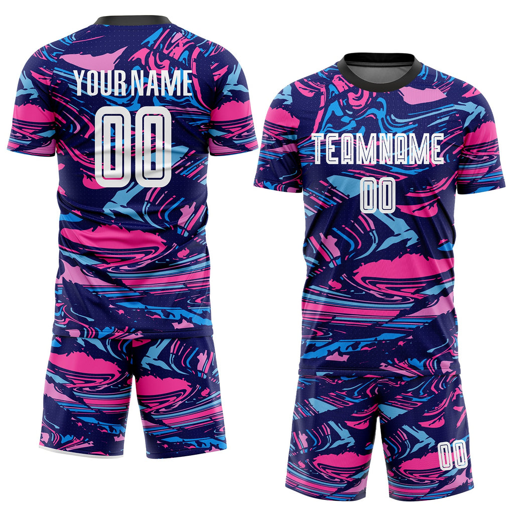 Custom Figure White-Pink Sublimation Soccer Uniform Jersey