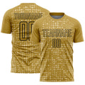 Custom Old Gold Black-Cream Digital Geometric Fragment Speckles Sublimation Soccer Uniform Jersey