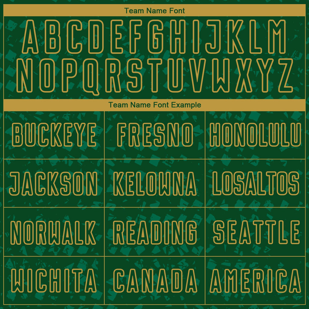 Custom Green Old Gold-Kelly Green Digital Geometric Fragment Speckles Sublimation Soccer Uniform Jersey