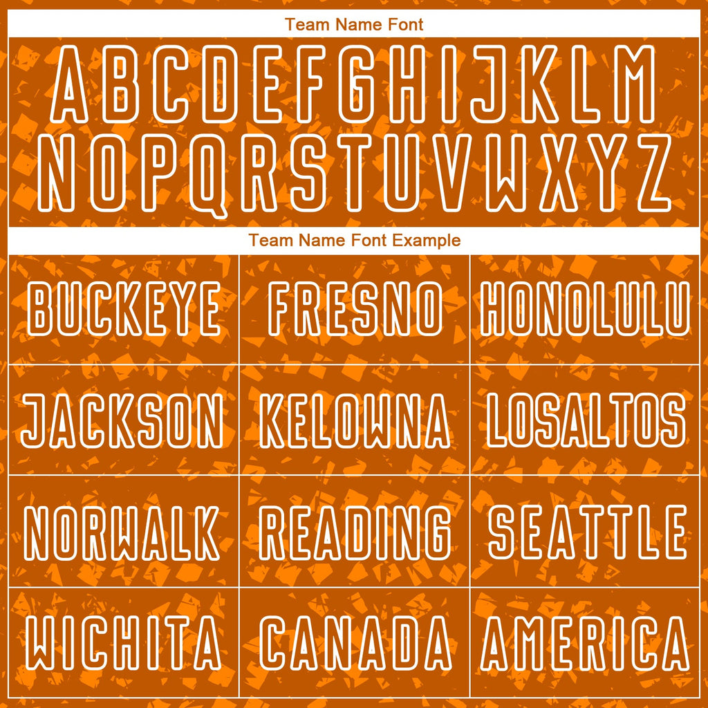 Custom Texas Orange White-Bay Orange Digital Geometric Fragment Speckles Sublimation Soccer Uniform Jersey