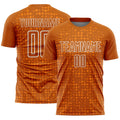 Custom Texas Orange White-Bay Orange Digital Geometric Fragment Speckles Sublimation Soccer Uniform Jersey