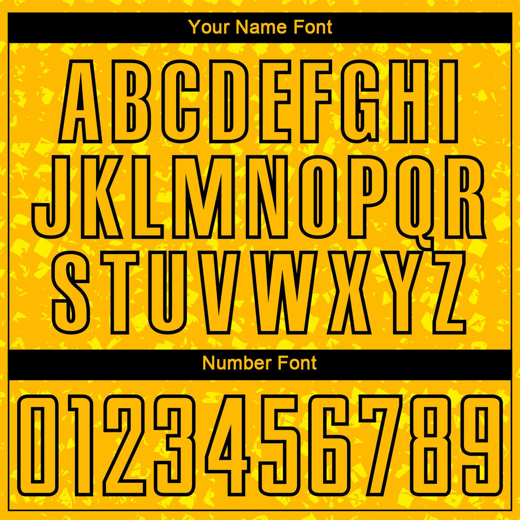 Custom Gold Black-Light Yellow Digital Geometric Fragment Speckles Sublimation Soccer Uniform Jersey