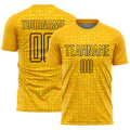 Custom Gold Black-Light Yellow Digital Geometric Fragment Speckles Sublimation Soccer Uniform Jersey