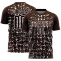 Custom Brown White Digital Geometric Fragment Speckles Sublimation Soccer Uniform Jersey