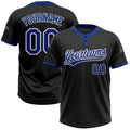 Custom Black Royal-White Two-Button Unisex Softball Jersey