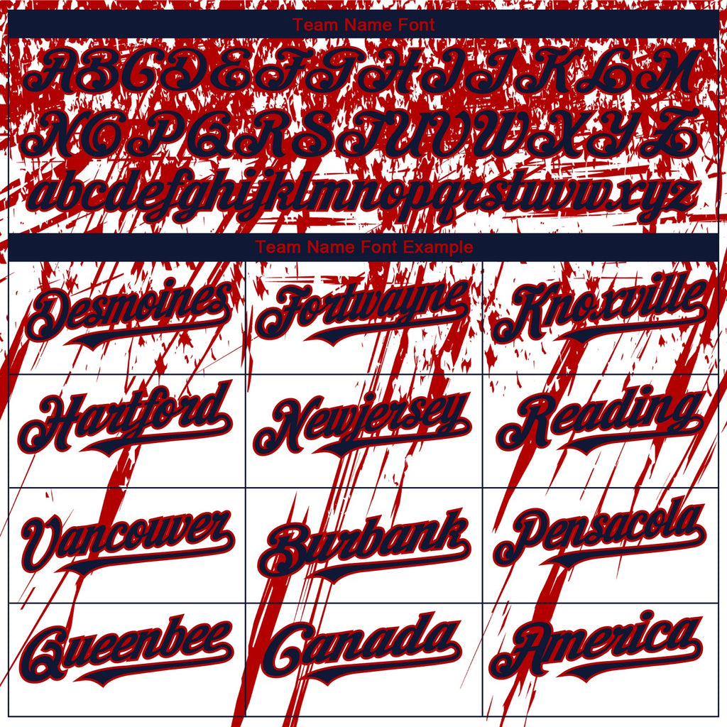 Custom White Navy-Red 3D American Flag Scratch Brush Stroke Star Raglan Sleeves Two-Button Unisex Softball Jersey
