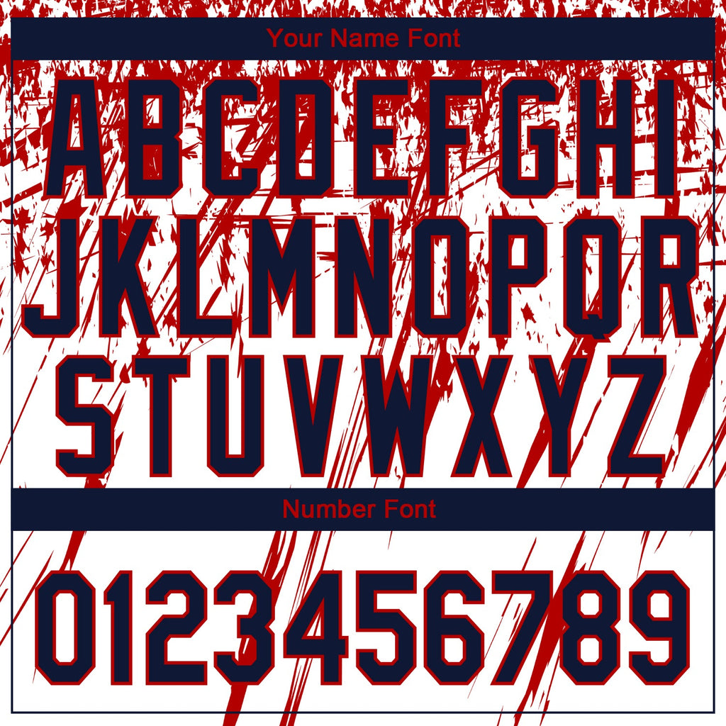 Custom White Navy-Red 3D American Flag Scratch Brush Stroke Star Raglan Sleeves Two-Button Unisex Softball Jersey
