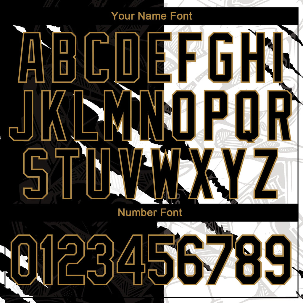Custom Graffiti Pattern Black-Old Gold Scratch 3D Performance T-Shirt