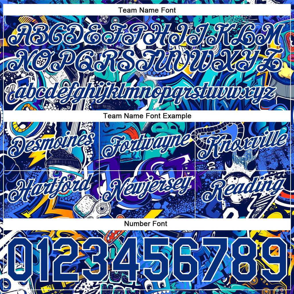 Custom Graffiti Pattern Royal-White 3D Authentic Basketball Shorts