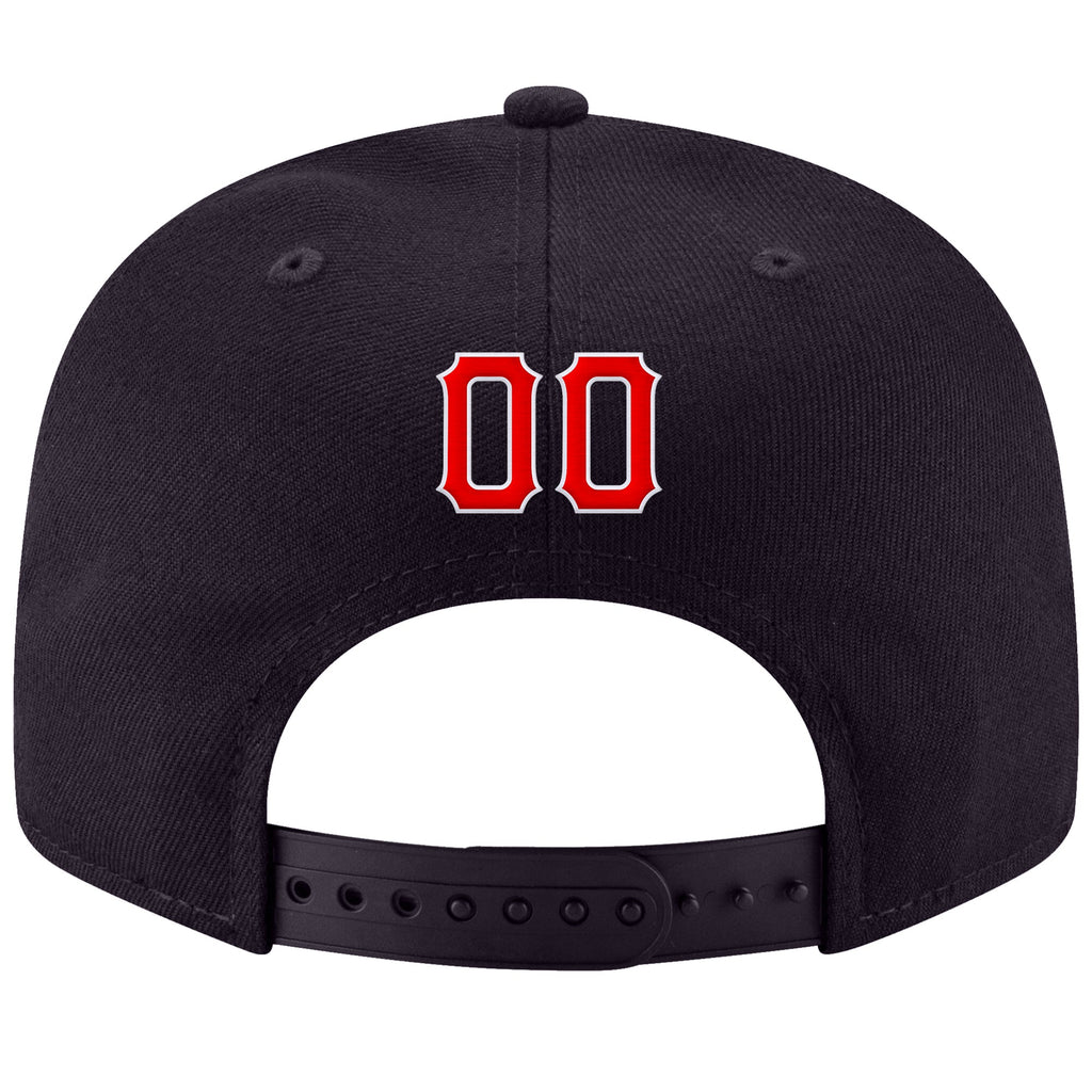 Custom Navy Red-White Stitched Adjustable Snapback Hat